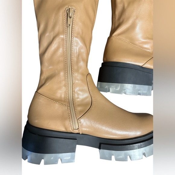 Nasty Gal Ice Sole Faux Leather Tan Boots - Picture 3 of 5